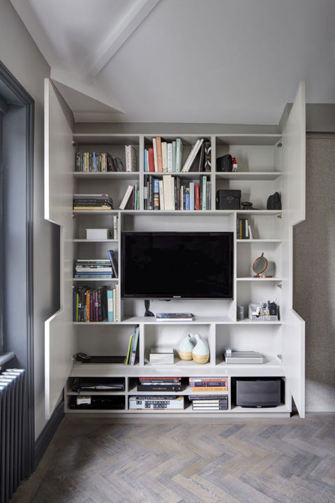 Interior Design Idea: Hide Shelves With Large Cabinet Doors