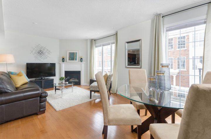 Living room view, 3 Everson Drive Suite 326 North York Townhome